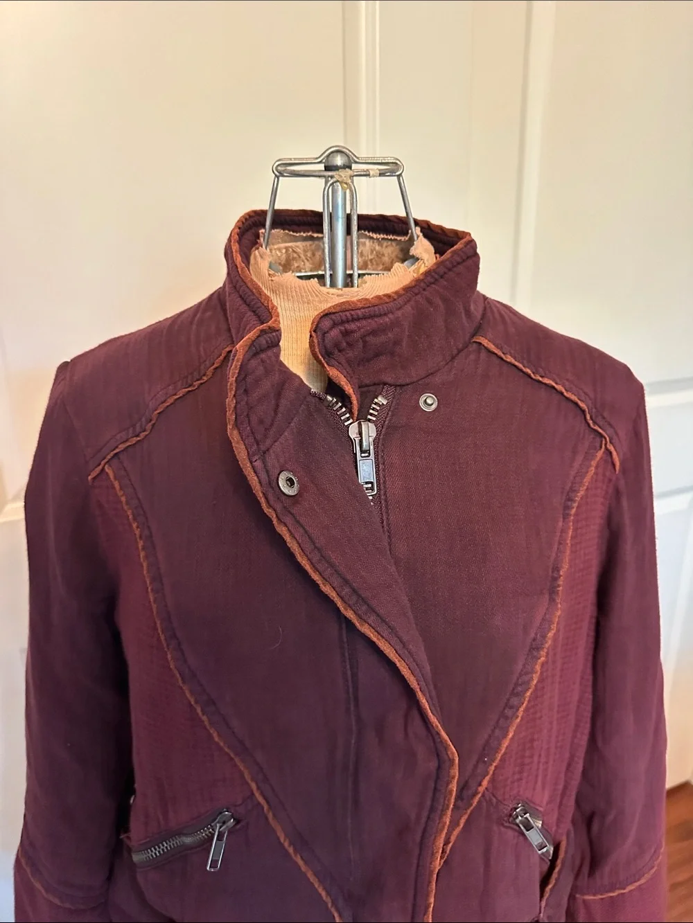 Women's Burgundy Tie-Waist Jacket
